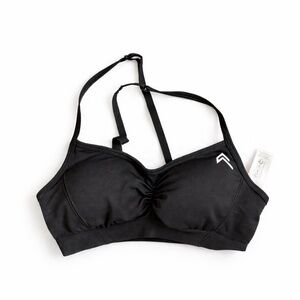 Oner Active Effortless Strappy Bralette in black with a white logo.